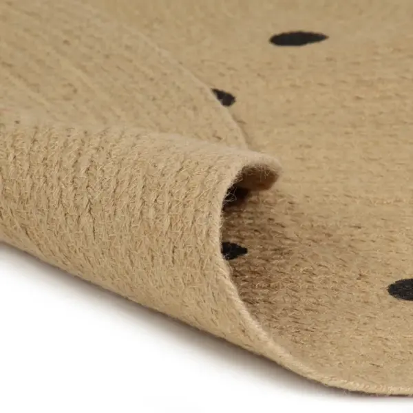 Ümmargune käsitsi valmistatud džuutvaip täpilise mustriga, naturaalne/must, 150 cm - 2