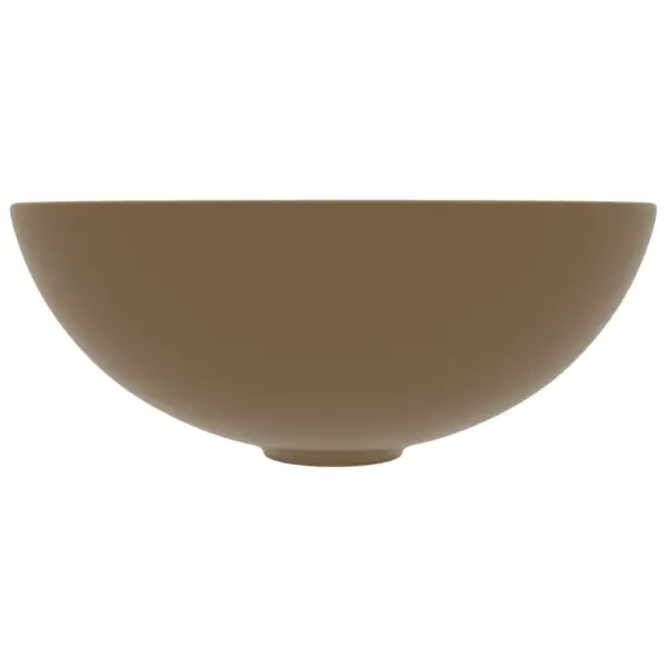 Ümmargune matt kreemjas keraamiline kapipealne vannitoovalamu, 280 x 100 mm – 3