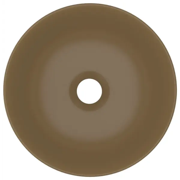 Ümmargune matt kreemjas keraamiline kapipealne vannitoovalamu, 280 x 100 mm – 4