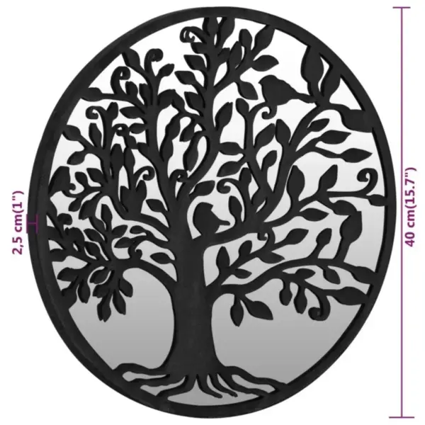 Ümmargune must seinapeegel puumustriga, raud, 40 cm – 6