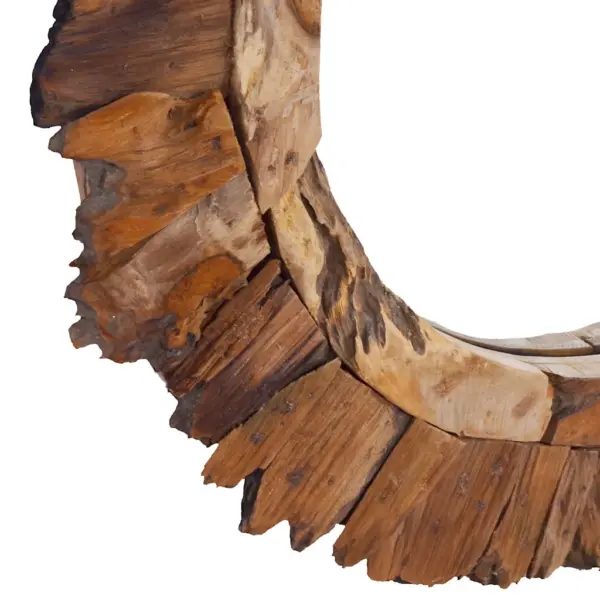 Ümmargune seinapeegel tükimustriga tiigipuust raamiga, 60 cm – 5