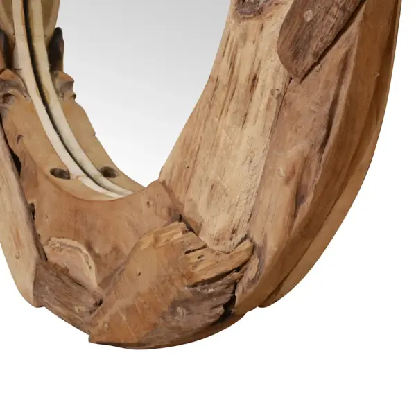 Ümmargune tiigipuust seinapeegel, 80 cm, käsitöö, riputuskonksuga – 7