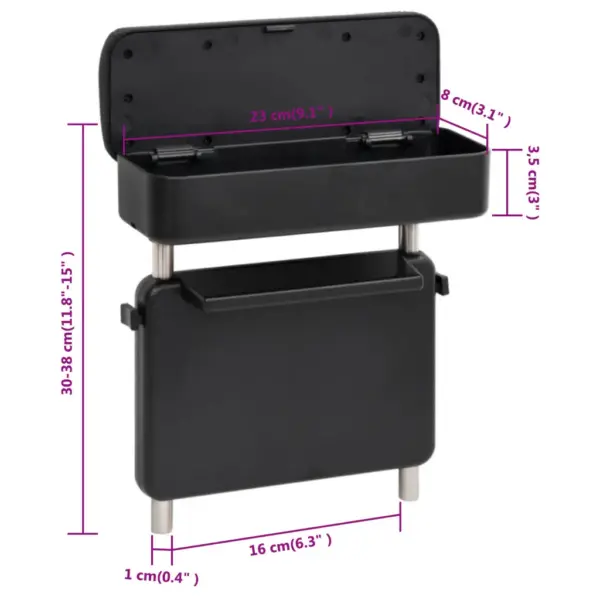 Universaalne auto käetugi lisapanipaigaga, must ABS, 23 x 8 x (30–38) cm – 9