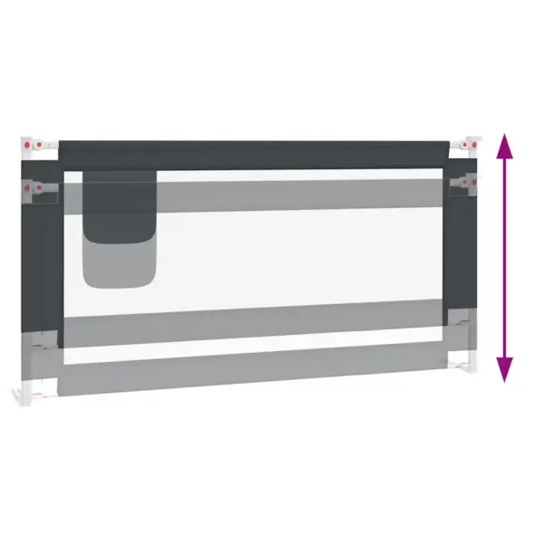 Reguleeritava kõrgusega voodipiire väikelapse voodile, tumehall, 180 x 25 cm, polüesterkangas ja metall – 6