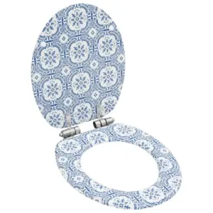 Vaikselt sulguv WC prill-laud, MDF, portselanimustriga, reguleeritavate hingedega