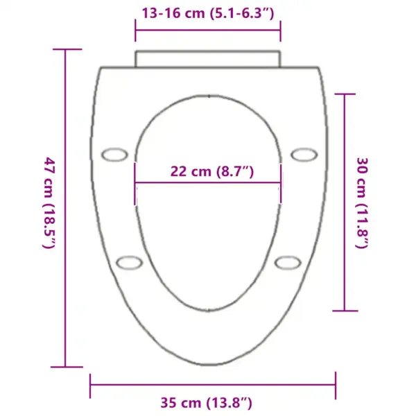 Vaikselt sulguv tualeti prill-laud kiirvabastusega, must, 47 x 35 cm – 13