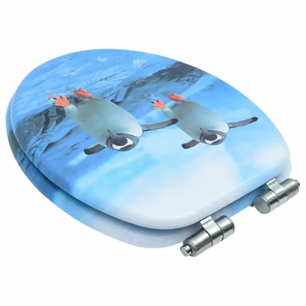 Vaikselt sulguv WC prill-laud pingviinidisainiga, MDF – 4