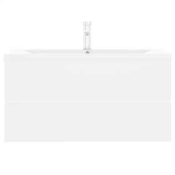 Valamukapp sisseehitatud keraamilise valamuga ja kraaniga, valge, 90 cm – 4