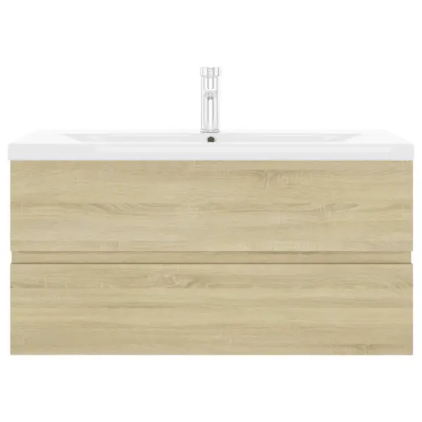 Valamukapp sisseehitatud keraamilise valamuga, kraaniga, sonoma tamm, tehispuit, 90 cm – 4