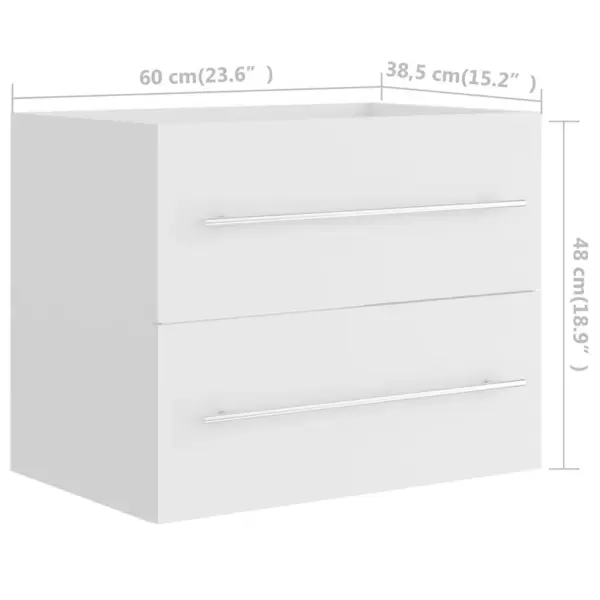 Valamukapp sisseehitatud keraamilise valamuga, valge tehispuidust, 60 cm – 10