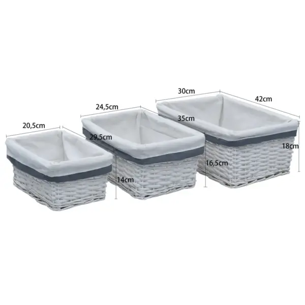 3-osaline valgest pajust üksteise sisse mahtuv korvikomplekt, valge – 8