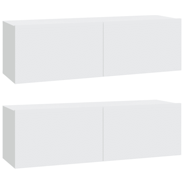 Seinale paigaldatav 3-osaline telerikappide komplekt, valge tehispuit, 2 x 100 x 30 x 30 cm ja 1 x 30,5 x 30 x 110 cm – 5