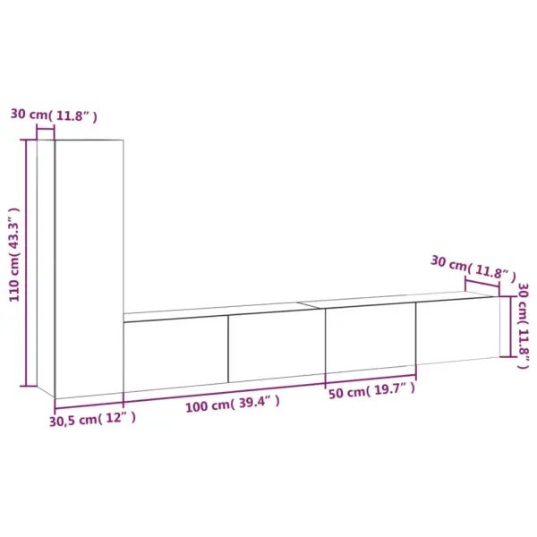 Seinale paigaldatav 3-osaline telerikappide komplekt, valge tehispuit, 2 x 100 x 30 x 30 cm ja 1 x 30,5 x 30 x 110 cm – 10