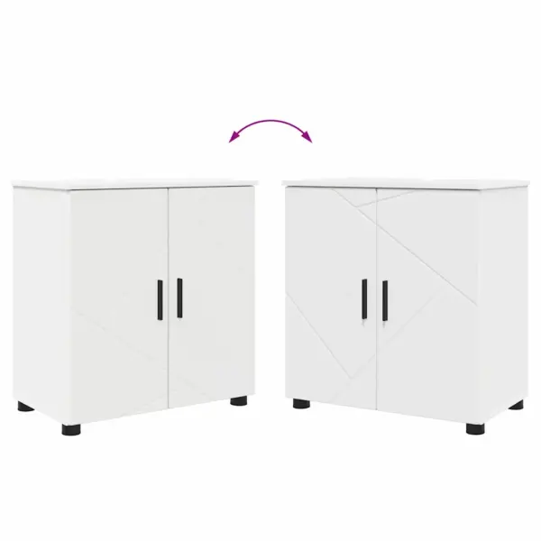 Valge 3-osaline vannitoamööbli komplekt sahtliga, tehispuit ja metall, peeglikapiga – 12