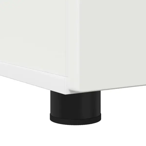 Valge 3-osaline vannitoamööbli komplekt sahtliga, tehispuit ja metall, peeglikapiga – 9