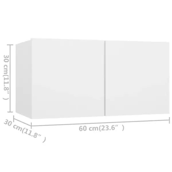 4-osaline seinale kinnitatav telerikappide komplekt, valge tehispuit – 7