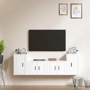 4-osaline seinale paigaldatav TV-kappide komplekt, valge tehispuit