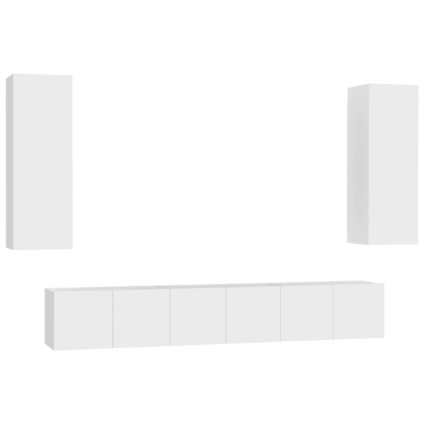 5-osaline seinale paigaldatav telerikappide komplekt, valge tehispuit, 3 x 60 x 30 x 30 cm ja 2 x 30,5 x 30 x 90 cm – 2