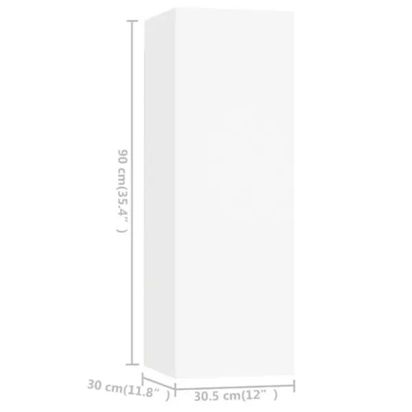 5-osaline seinale paigaldatav telerikappide komplekt, valge tehispuit, 3 x 60 x 30 x 30 cm ja 2 x 30,5 x 30 x 90 cm – 9