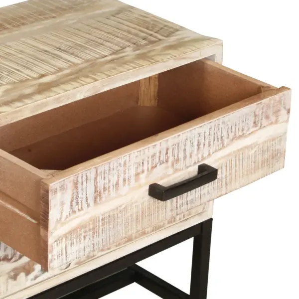 Akaatsiapuidust telerikapp 2 ukse ja 2 sahtliga, valge, 140 x 30 x 45 cm – 6