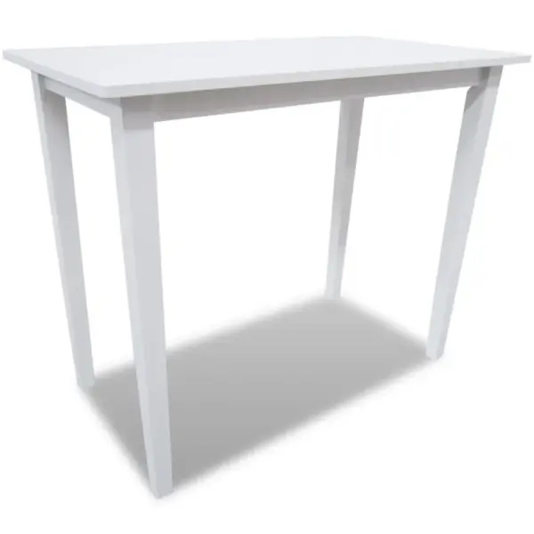 Valge puidust baarilaud ja 4 baaritooli komplekt, beež iste, laud 110 x 60 x 90,8 cm – 2