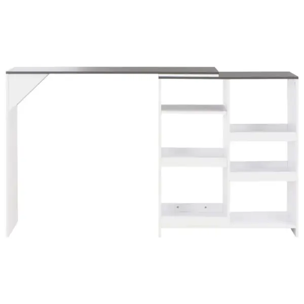 Baarilaud liigutatava riiuliga, valge ja halli lauaplaadiga, 138 x 39 x 110 cm – 3