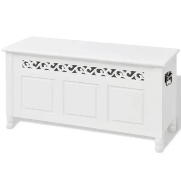 Barokkstiilis valge MDF hoiupink panipaigaga, 96 x 32 x 51 cm – 2