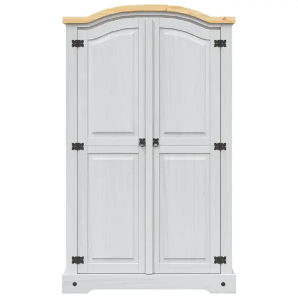 Täismännipuidust riidekapp kaarja ülaosaga, valge Corona stiilis, 2 uksega, 101 x 52 x 170 cm – 3