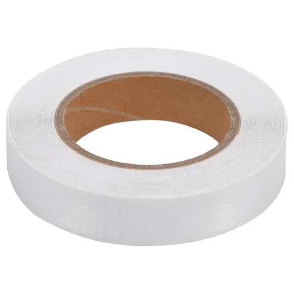 Valge iseliimuv helkurteip, PVC, 2,5 cm x 20 m – 2