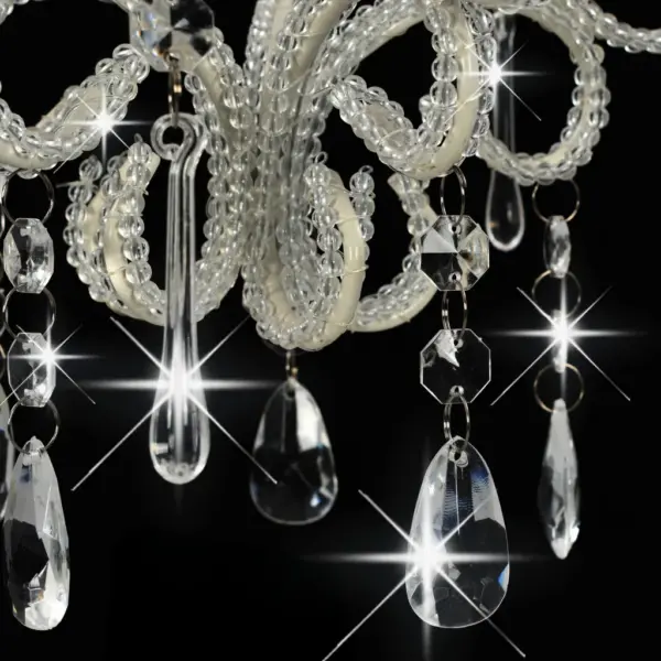 Valge helmestega laelamp, metall ja akrüül, E14, 24 x 32 cm – 6