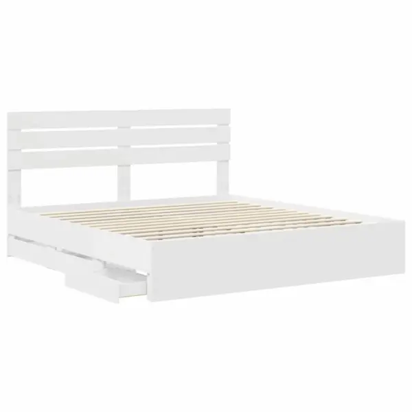 Valge insenerpuidust voodiraam sahtlitega peatsiga, 180 x 200 cm – 5