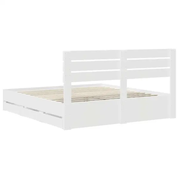 Valge insenerpuidust voodiraam sahtlitega peatsiga, 180 x 200 cm – 10