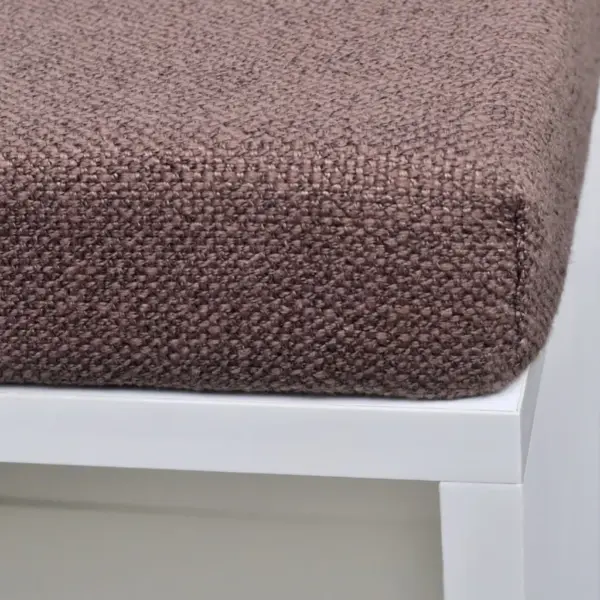 Valge jalanõude hoiupink 10 sektsiooniga, pruun istmega, melamiinkattega tehispuit, 103 x 30 x 48 cm – 4