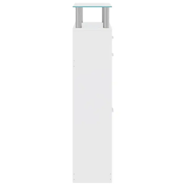 Valge jalanõukapp 2 klapiga, sahtli ja klaasriiuliga, 63 x 24 x 104 cm – 5