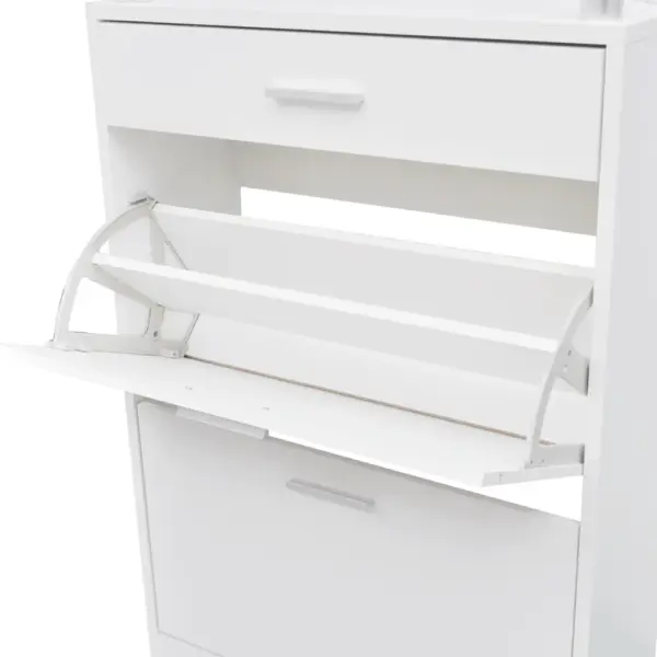 Valge jalanõukapp 2 klapiga, sahtli ja klaasriiuliga, 63 x 24 x 104 cm – 7