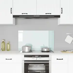 Köögi pritsmekaitse karastatud klaasist, valge, 90 x 50 cm