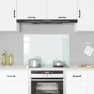 Köögi pritsmekaitse karastatud klaasist, valge, 90 x 60 cm