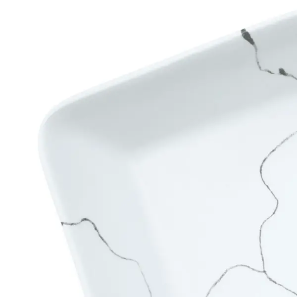 Tööpinnale paigaldatav ristkülikukujuline valamu, valge keraamika, 46 x 35,5 x 13 cm, käsitsi valmistatud – 7