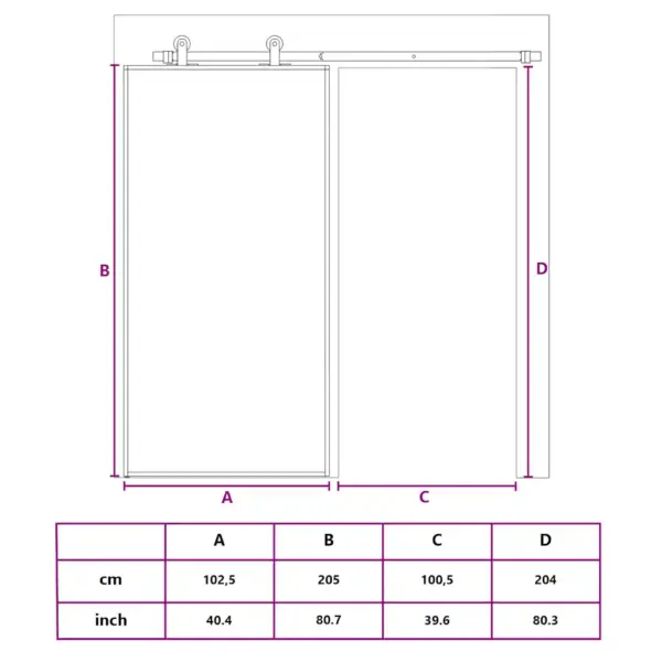 Valge ESG-klaasist liuguks alumiiniumraamiga, 102,5 x 205 cm – 8