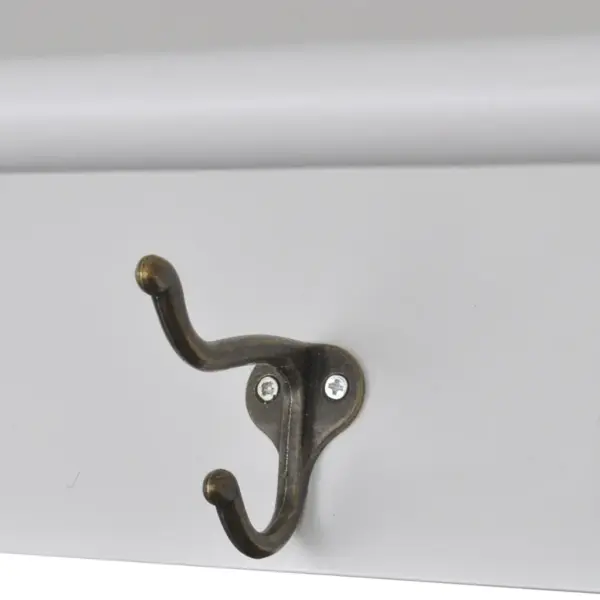 Valge klaasustega köögiseinakapp sahtlite ja konksudega, MDF ja männipuit, 59 x 22,5 x 74 cm – 7