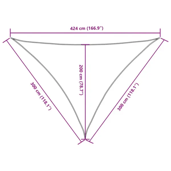 Kolmnurkne veekindel päikesepuri, valge, 3 x 3 x 4,24 m – 10