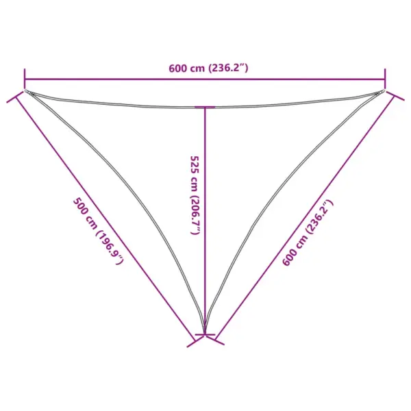 Veekindel kolmnurkne päikesepuri, valge, PU-kattega oxford-kangas, 5 x 6 x 6 m – 10