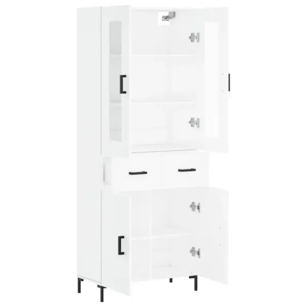 Kõrge kapp klaasuste ja metalljalgadega, valge, 69,5 x 34 x 180 cm – 4