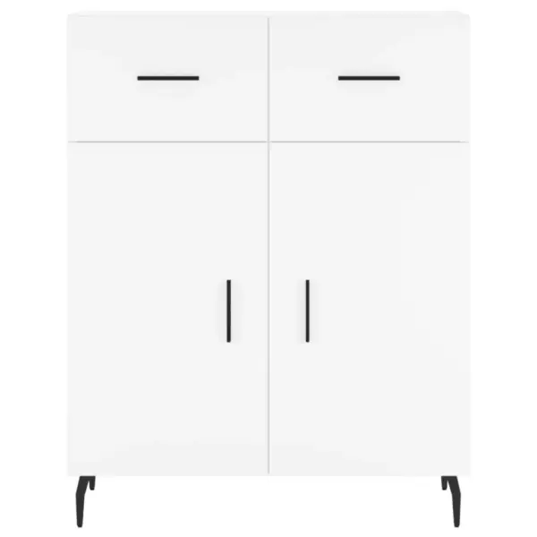 Valge kõrge kapp avatud riiulite ja ustega, tehispuit ja metalljalad, 69,5 x 34 x 180 cm – 8