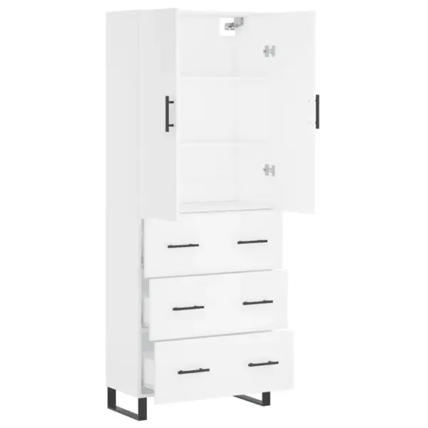 Valge kõrge kapp tehispuidust ja metalljalgadega, 69,5 x 34 x 180 cm – 4