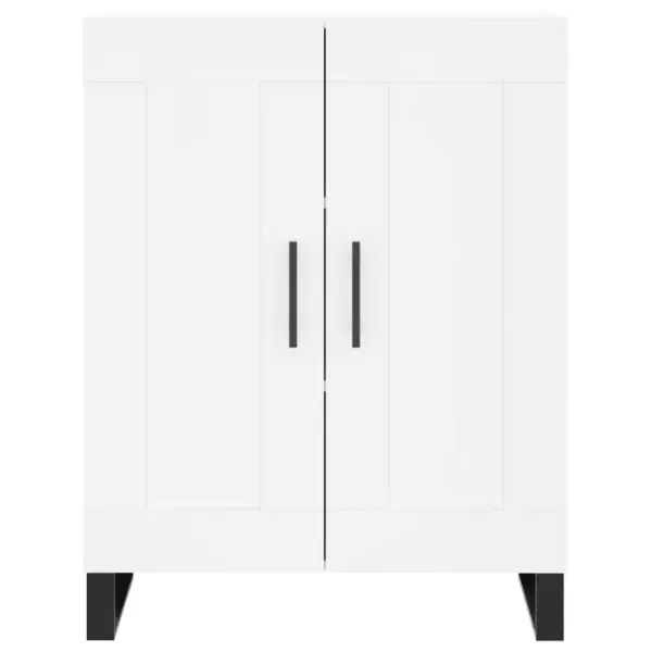 Kõrge kapp uste ja metalljalgadega, valge tehispuit, 69,5 x 34 x 180 cm – 8