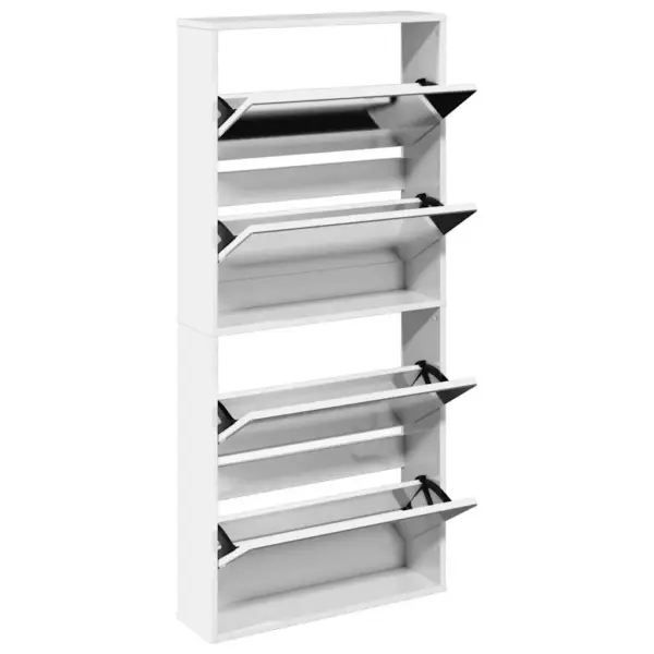 Kõrgläikega valge kingakapp peegelustega ja 4 allatõmmatava sahtliga, 63 x 17 x 134 cm – 3