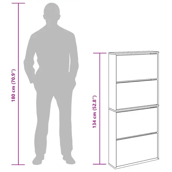 Kõrgläikega valge kingakapp peegelustega ja 4 allatõmmatava sahtliga, 63 x 17 x 134 cm – 10