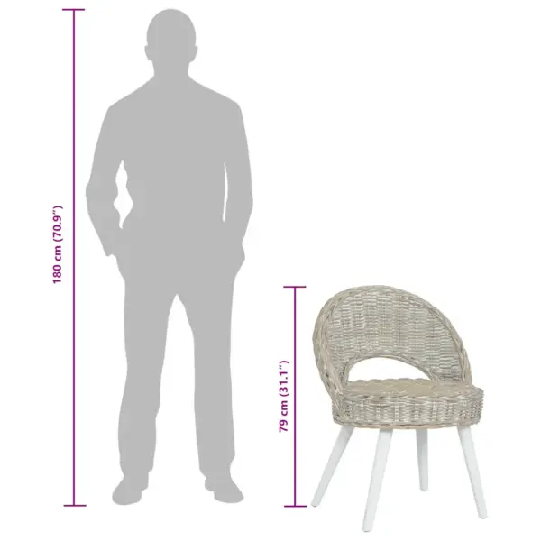 Valge kubu rotangist tugitool puidust jalgadega, 60 x 60 x 79 cm – 8