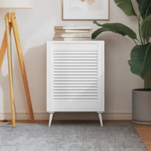 Valge lamellkapiuks männipuidust, 61,5 x 49,4 cm